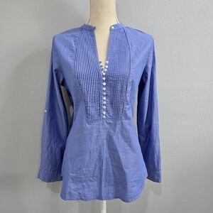 Chic Blue Pintuck Women's Blouse